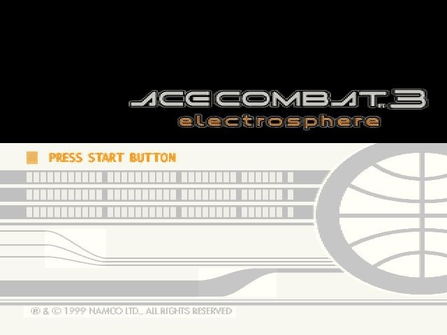 Ace Combat 3 Electrosphere title screen for Playstation
